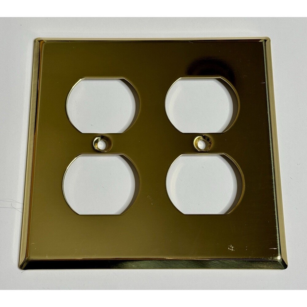 Restoration Hardware Metal 2-Gang Duplex Outlet Wall Plate Antique Brass $15